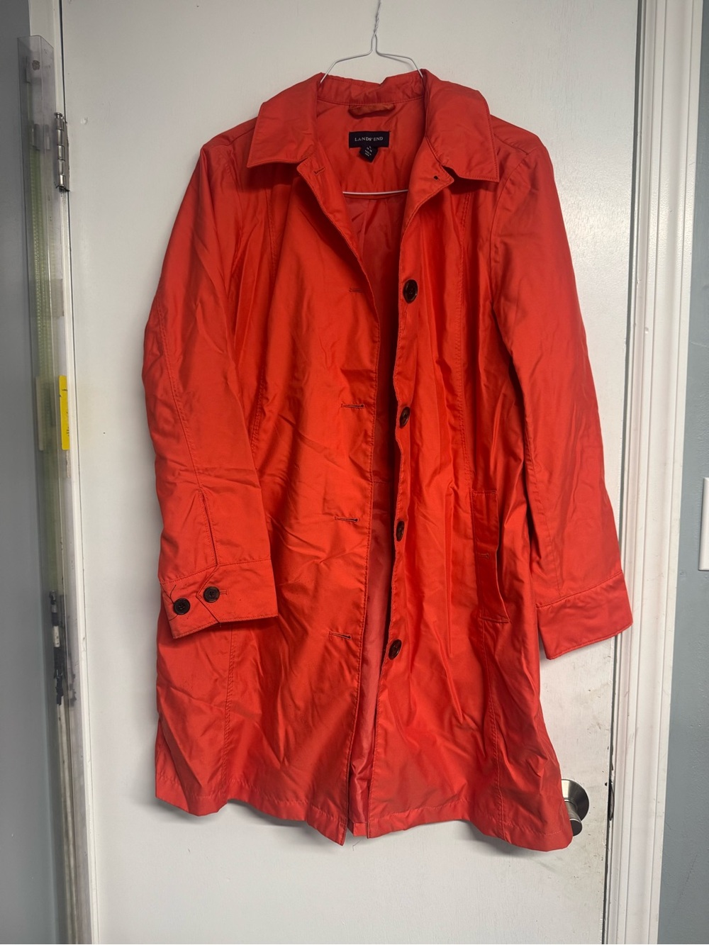 Lands' End Orange Trench Coat - Size L